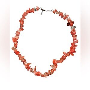 Vintage Handcrafted Cherry Quartz chips 18” Necklace.